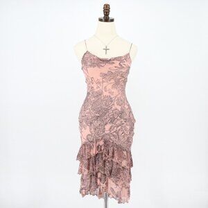 SOLD - Vintage Betsey Johnson New York Silk Floral Cowl Neck Slip Dress